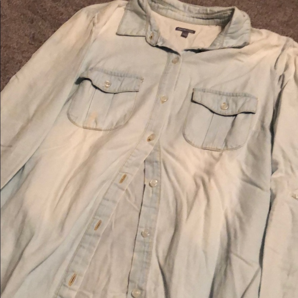 Charlotte Russe size S distressed denim top